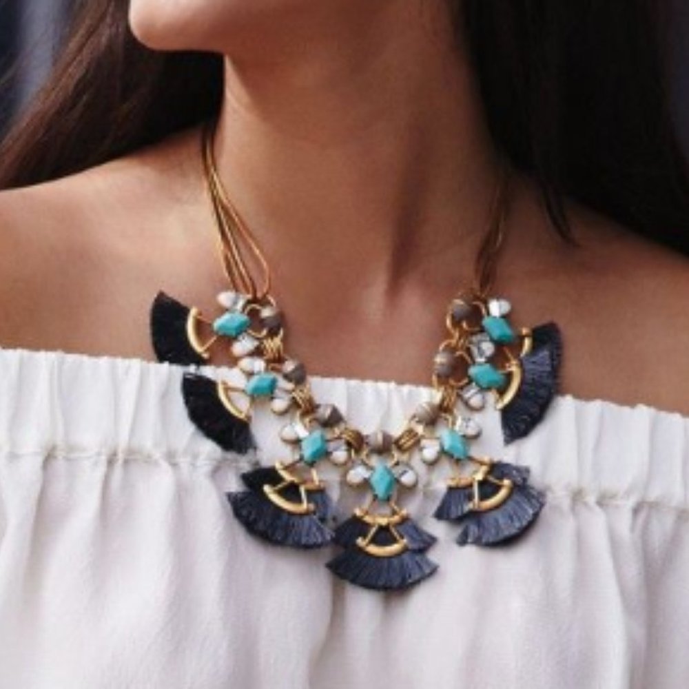 Stella & Dot Lotus tassel necklace